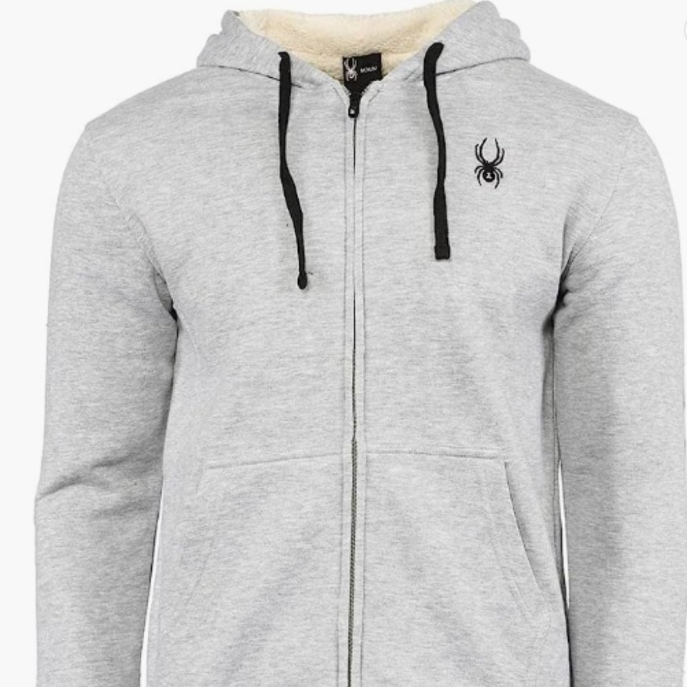 Spyder Men's Logo Full Zip Hoodie Grey Size SMALL - Picture 3 of 3